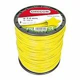 Oregon Sternförmiger Mähfaden 2,4 mm, Gelb, Für hohes Gras, Unkraut, Rasen und dichte Vegetation, Profi-Nylonfaden, Für die meisten Rasentrimmer, 2,4 mm x 332 m (69-455-Y)