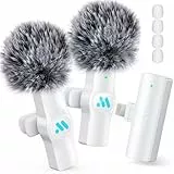 Leettus Lavalier Microfon Wireless, Lavalier Mikrofon Kabellos, Plug-Play Mini Microphone für Videoaufzeichnung, Live-Streaming, YouTube, TikTok, Vlog, Interview (Weiss/opulenter Garten)