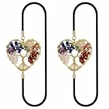 Elastische Lesezeichen 2 Stück Lebensbaum Kristall Vintage Metall Lesezeichen Buchzeichen Bookmark Notizbuch Tagebuch Buch Zubehör Geschenk für Damen Herren Kinder