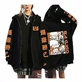 My Hero Academia Zipper Hoodies Schwarz Langarm Bequeme Hip Hop Y2k Manga Pullover Hochwertige Drop Shoulder Cartoon Anime Harajuku Jacken (Color 01,S)