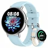 Smartwatch Damen Rund, 1.27' HD Smart Watch mit Telefonfunktion, Fitnessuhr mit SpO2 Herzfrequenz Stress Kalorien Schlaf Schrittzähler, 100+ Sportmodi IP68 Wasserdicht Sportuhr für Samsung iOS Android