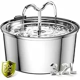 DOOOB Katzenbrunnen Edelstahl, 3,2L Trinkbrunnen für Katze & kleine Hunde, Ultra-leiser Katzen Trinkbrunnen mit Pumpe, Automatischer Katzentrinkbrunnen inkl. 1 Filter & 1 Schwamm