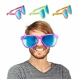 Relaxdays 12x Partybrille, Blaue XXL-Gläser, Kostümzubehör, Karneval, JGA, Sternchen, 25cm breit, Kunststoff