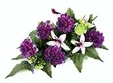 Grableger Grabschmuck mit Künstlichen Dahlien und Orchideen Grabaufleger Aufleger Kunstblumen Grabdekoration Friedhofsgesteck Blütenfreude Arrangement Blumen Tischläufer Gesteck Seidenblumen Deko