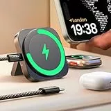 LISEN für Ladestation Apple Watch Und iPhone,Magsafe Ladegerät für iPhone 16 Pro Max/15/14/13/12 Watch 17X [Super Tragbar] Reisen Wireless Charger 2025 Induktive Ladestation für iPhone AirPods