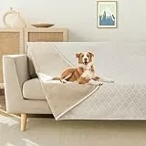 WIKEHOEX wasserdichte Hundedecke,120x152cm Outdoor Hundematte Waschbar für Grosse Hunde,Flauschig Katze ndecke und Weich Beidseitiger Sofabezug-Schutz,Beige+Elfenbeinweiß