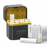 imuto Batterien AA 8 Stück Wiederaufladbare Lithium 1,5V 3600mWh mit Schwarzem Schnelles Aufladen LED Ladegerät ideal Digitalkamera, Spielzeug, Sport- & Outdoor-Einsätze