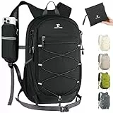 BECOJADDE 20L Kleiner Wanderrucksack Tagesrucksack Herren Damen Leichter Faltbarer Rucksack mit Brustgurt und Rückenbelüftung für Wandern Daypack Travel Rad und Ausflug, Schwarz