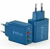 40W USB C Ladegerät, 2er-Pack 4 Port USB C+USB Adapter, SchnellLadegeräte für iPhone 11/12/13/14/Pro Max, XS/XR/X, Samsung Galaxy A53 5G/A52 5G, Google, Tablet, Ladegeräte Fast Charger