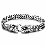 Flongo Herren Edelstahl Armband - Modisches Schlangen-Design für Junge Leute - Einzigartiges Horror-Element Armkette