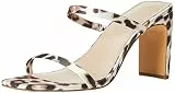 The Drop Avery Square Toe Two Strap High Heeled Sandalen mit Absatz, Leopard, 39 EU