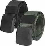 Chalier 2er Unisex Gürtel Nylon Canvas Belt für Damen und Herren, Stufenlos Verstellbarer Stoffgürtel, Länge 130 cm, Breite ca. 3,8 cm, mit Kunststoff Schnalle MEHRWEG