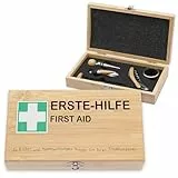 LAUBLUST Weinöffner Set als Geschenk - 5er Weinzubehörset als Sommelier Set - Erste Hilfe | Wein Zubehör mit Holz Geschenkbox | Coole Geschenke für Freunde & Kollegen - Weinset als Geburstagsgeschenk