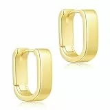 Sibba Creolen Gold Ohrringe Square klobige Goldohrringe für Damen trendige Creolen für jeden Tag und als Geschenk