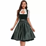 Goxozzy Dirndl Damen Midi Samt Trachtenrock mit Dirndlschürze für Oktoberfest Größen 34-44 Rocklänge 60cm Grün Rot Blau (DE/NL/SE/PL, Numerisch, 36, Regular, Regular, Grün)