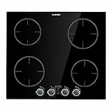 Klarstein Induktionskochfeld, Herd mit 4 Kochfelder, 6000W Induktion Einbauherd, Moderner Einbau-Induktionskochfeld mit 4 Platten, 4 Felder Glaskeramik Induktionskochfelder, Elektro Kochfeld