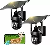 SEHMUA 4G LTE Überwachungskamera Aussen Solar mit SIM Karte, 2K HD PTZ Kabellos Kamera Ohne WLAN Outdoor Akku, PIR Erkennung und 355°/100° Schwenkbar, Farb Nachtsicht, 2-Wege-Audio, 2er Set