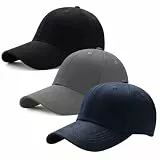 Dzpuhuojz Baseball Caps für Herren and Damen, 3 Stück Baumwolle Baseballkappe, Verstellbar Mützen Schirmmütze Kappe Basecap für Golf, Laufen, Outdoor-Sport, Blau+Grau+Schwarz