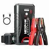 NEXPOW Starthilfe Powerbank, Spitzstrom Tragbare Auto Starthilfe 12V für 7.0L Benzin und 5.5L Dieselmotor, Starter Powerbank mit LED Taschenlampe/USB, Batterie Jump Starter mit Starthilfekabel