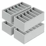 Homsorout Schubladen Organizer für Unterwäsche - 4er Set Schrank Organizer für PAX Kleiderschrank, 30 x 15 x 9 cm Baby Wickelkommode für Socken, Kinderkleidung, Grau
