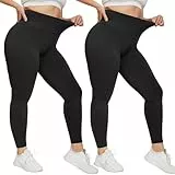 HIPOWER Leggings Damen High Waist Leggins Große Größen Blickdicht Schwarz Sportleggins Yoga Lang Bauchweg Plus Size Sporthose Gym Pants Outdoor