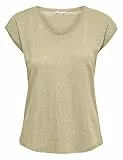 ONLY Damen Einfarbige Kurzarm Bluse Basic Rundhals Ausschnitt Blusen T-Shirt Blouse Oberteil ONLVIC, 15136069,Gold Colour,M
