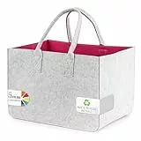 Sinand 30L Einkaufskorb, Einkaufstasche mit Henkel, Robust/Gut Verarbeitet/Faltbar Die Filztasche Storage für Outdoor Trips, Picknick, Einkaufen Außen (Hellgrau - Rosérot)