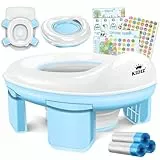 KIDIZ® Toilettensitz Kinder Töpfchen Töpfchentrainer WC Sitz | Lerntöpfchen bequemem, PP-Material mit Müllbeutel | Kindertöpfchen für Unterwegs & Belohnungssystem mit Stickern 3 in 1 Lösung