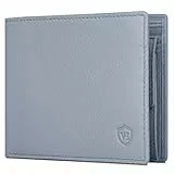 VON HEESEN Leder Geldbörse RFID Schutz I Echtleder Geldbeutel für Damen & Herren I Portemonnaie Brieftasche Wallet Portmonee (Hellblau)