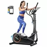 MERACH Crosstrainer für Zuhause mit 42 cm Schrittlänge, Ultraleise Ellipsentrainer mit Magnetwiderstand, 16 Widerstandsstufen, für Effektives Ausdauertraining, Eigener App, Belastbar Bis 150 kg