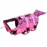 CITÉTOILE Hunde Schwimmweste Hai, Schwimmweste für Kleine Mittlere und Große Hunde, Hund Rettungsweste mit Meerjungfrau Schwanz, Rosa, M