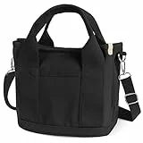 Figarge Handtasche Canvas Tasche Damen Henkeltaschen mit Reißverschluss Mode Griff Crossbody Bag Lässige Tote Bag Damen Casual Tragetasche mit Innentasche für Alltag,Büro,Schule und Einkauf (Schwarz)