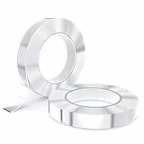 kinkaivy 10M Doppelseitiges Klebeband Extra Stark Transparent, Abnehmbar Spurlos Nano Tape, 2 Rollen Double Sided Tape Ablösbar für Foto Wand, Postern, Teppich, Küche, Zuhause, 2cm