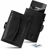 LORZOR Slim Wallet mit XXL-Münzfach für 10+ Münzen, Kartenetui Herren RFID Schutz, Echtleder Portmonee, Geldbörse Herren, Geldbeutel, Brieftasche, Smart Wallet, Kreditkartenetui für 10 Karten