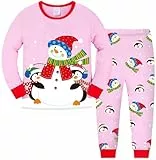 TCWWBB Kinder Weihnachten Schlafanzug Jungen Pyjama Langarm Baumwolle Weihnachtsmann Elch Bär Mädchen Zweiteilig Schlafanzüge Set Winter Nachtwäsche Größe 1-12 Jahre 98 104 110 116 122 128 140 152