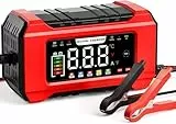15A Auto Batterien Ladegerät, Aibeau 12V/24V Intelligentes KFZ Autobatterie Ladegerät mit 9-Stufen-Ladung, LCD-Bildschirm für Auto, AGM, Gel Blei-Säure-Batterien und LiFePO4-Batterien