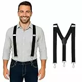 MASADA Herren Hosenträger mit robusten Karabiner Verschluss stufenlos verstellbar 3,5 cm breit und bis zu 195 cm Körpergröße - Schwarz