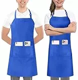 Utopia Kitchen 2er Pack Unisex Grillschürze mit geräumigen Taschen Verstellbare Latzschürzen für Männer und Frauen ideal für Köche Kochen Grillen und Backen Weiß