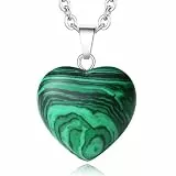 XIANNVXI Grün Malachit Halskette Silber Damen Kette Herz Liebe Ketten Malachit Stein Herzkette Anhänger Reiki Schmuck Geschenke