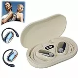 Sportliche hängende Ohr Bluetooth Kopfhörer, Sporty Hanging Ear Bluetooth Earphones, 5.4 Bluetooth Kopfhörer Sport 60 Std mit Ladekoffer LED Anzeige, IPX5 wasserdichte (Beige)