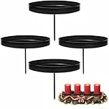 4X Kerzenhalter Adventskranz, 8cm Schwarz Kerzenhalter Stumpenkerzen Kerzenständer Adventskranz für DIY Advents- und Weihnachtskranz auf Tisch Adventskerzenhalter Metall Stumpenkerzenhalter mit Dorn