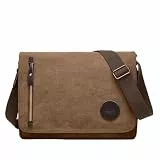 ZHIERNA Umhängetasche für Herren und Damen, Canvas Messenger Bag, Vintage schultertasche für 13,3-Zoll-Laptops, Geeignet für Arbeit und Reisen (Braun)