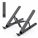 Tonmom Laptop Ständer, Faltbarer Notebook Ständer, Höhenverstellbarer ABS+Silikon Laptopständer Belüftet Kühlung Laptop Halterung für MacBook Pro/Air, HP, Sony, Dell,alle 10-15,6 ” Laptops-Schwarz