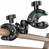 MAGJIEYX Doppelklemmhalterung 360° Drehbar Kamerastange Halterung mit Magic Arm für Motorcycle Kinderwagen Rollator Rollstuhl Stabil & Tragbar Schirmhalter Kompatibel mit Gopro Insta360 Kamera Zubehör