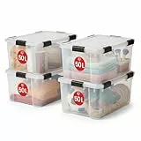 Iris Ohyama Luftdichte Kunststoff-Aufbewahrungsboxen mit Deckel, 50L, 4er-Set, Transparent, Hermetischer wasserdichter Verschluss, Robuste Schnappverschlüsse, Stapelbar, Staubschutz, BPA-frei, AT-L