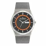 Skagen Herrenuhr Melbye Titanium, DreizeigerTagDatum Uhrwerk, 40mm Charcoal Titanium Gehäuse mit einem Edelstahl Mesh Armband, SKW6007