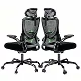 Marsail Bürostuhl Ergonomisch Schreibtischstuhl: Ergonomischer Bürostuhl mit 2D-Kopfstütze, 2D-Lendenwirbelstütze, klappbaren 3D-Armlehnen, 8 cm Sitzkissen, Höhenverstellung 300 LBS 2PCS