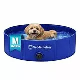 Veddelholzer Faltbarer Hundepool (M) 80 x 20 cm rutschfest – Robuster Hunde Swimmingpool platzsparend & stabil, ideal für Garten & Balkon, schneller Aufbau ohne Aufpumpen, für kleine & große Hunde