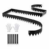 VEVOR Rasenkante 6er-Pack 1016x152 mm, Beeteinfassung mit 6 Befestigungsclips, Rasenbleche aus Verzinktem Stahl, Mähkante, Metall Palisade, Beetumrandung für Blumenbeete & Gartenwege, Schwarz