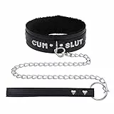paloli Rosa Choker Halskette für Frauen Leder Choker Halskette Fluffy Punk Leash Choker Halskette Gothic Cosplay Sexy Schmuck (BKcumchain)